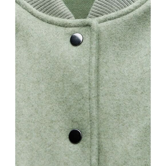 NWT Zara Woman’s Bomber Jacket Coat Green M Medium Fall - Picture 4 of 8